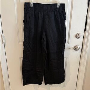 New Women’s Black linen wide leg beach Pants C&C California